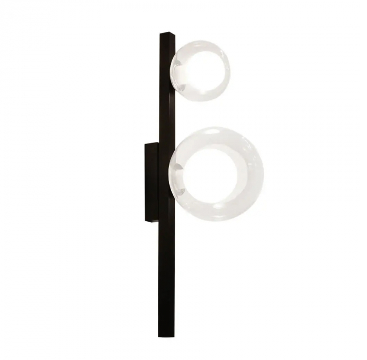 ARANDELA DE PAREDE ORBIT 40X12X16CM ALUMÍNIO E VIDRO PRETO E TRANSPARENTE - CASUAL LIGHT STUDIOLUCE ARH1535TRPT