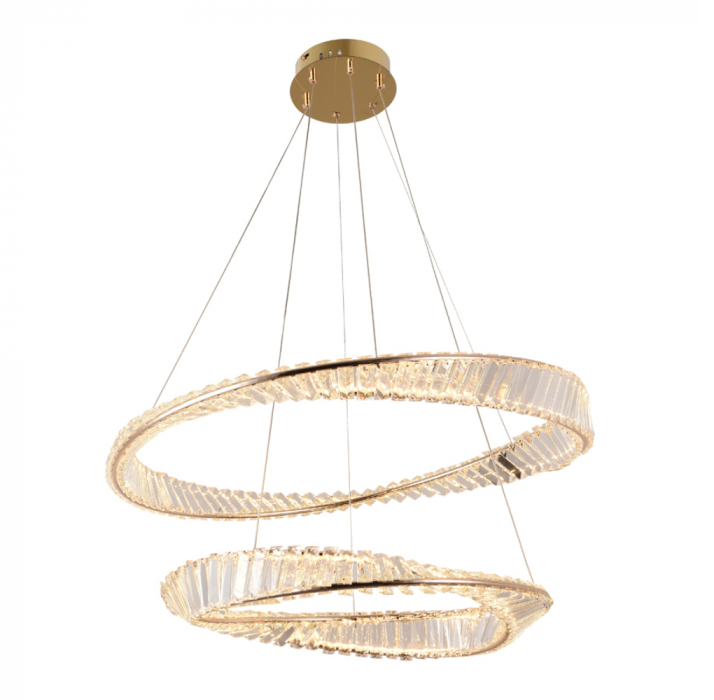 PENDENTE LED LEZIE 3000K 97W BIVOLT Ø80CM METAL E ACRÍLICO OURO - NORDECOR 2738