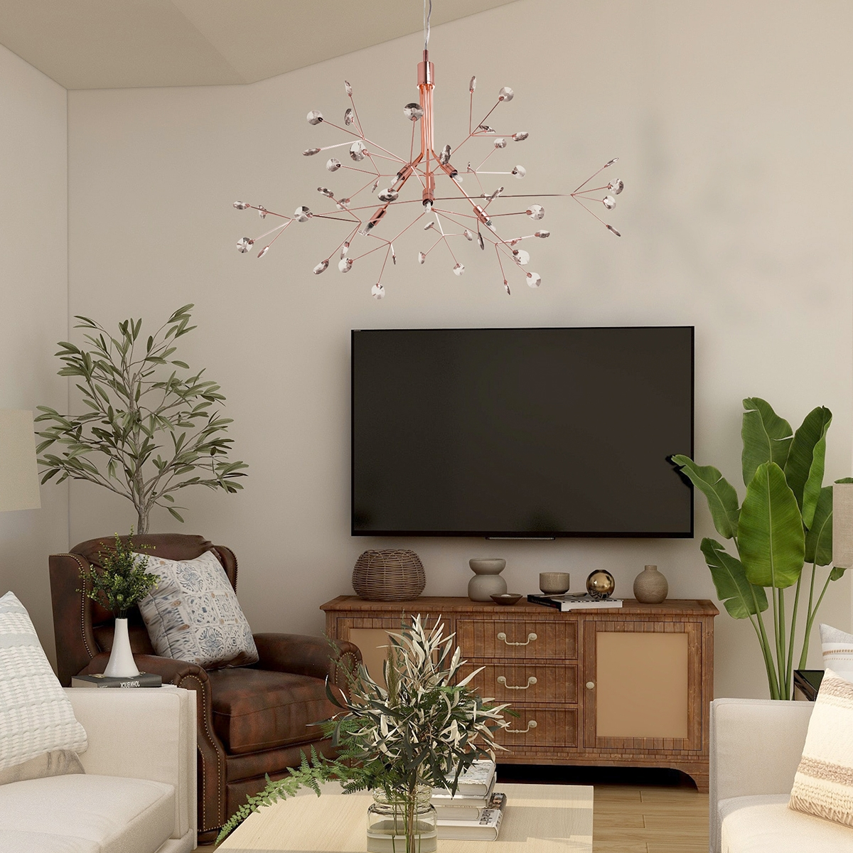 Pendente Spring Ø88X60Cm Cristal Metal e Cobre Transparente - Casual Light Studioluce LT637