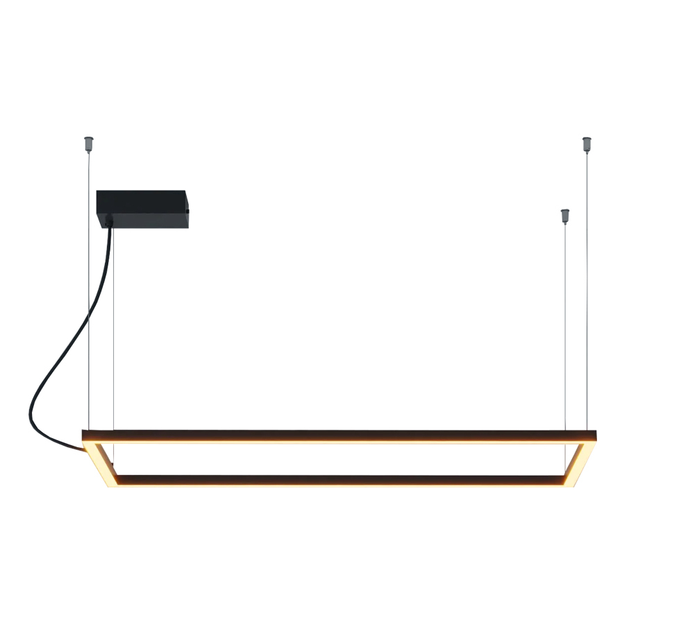 Pendente Led Vega Retangular Preto 3000k 120x40cm Luz Interna