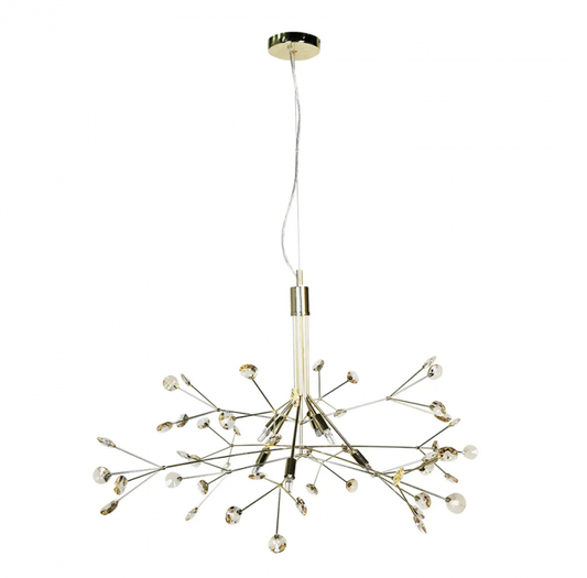 Pendente Spring Ø88X60Cm Cristal Metal e Dourado Transparente - Casual Light Studioluce LT637-DO
