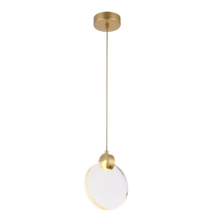 PENDENTE LED ZOE 3000K 3W BIVOLT Ø16X20CM VIDRO E ALUMÍNIO OURO FOSCO - NORDECOR 2412
