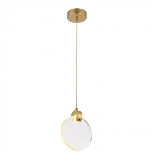 PENDENTE LED ZOE 3000K 3W BIVOLT Ø16X20CM VIDRO E ALUMÍNIO OURO FOSCO - NORDECOR 2412