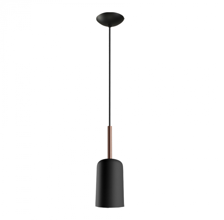 PENDENTE NEWLINE 109 PRETO, COBRE E PRETO BILBOQUE CILÍNDRICO Ø13,6X38CM ALUMÍNIO