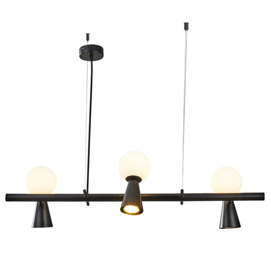 PENDENTE TEAS 3 HALOPIN 20X80CM METAL E VIDRO PRETO - NORDECOR 2468