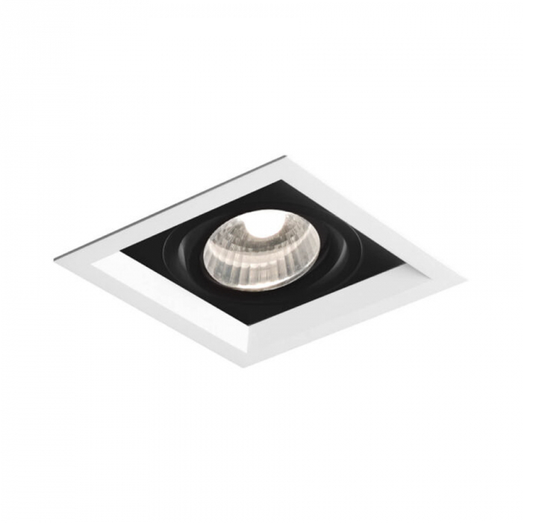 SPOT DE EMBUTIR NEWLINE IN50331 BRANCO E PRETO RECUADO CHANFRADO QUADRADO PAR20 13,8X13,8X12CM ALUMÍNIO