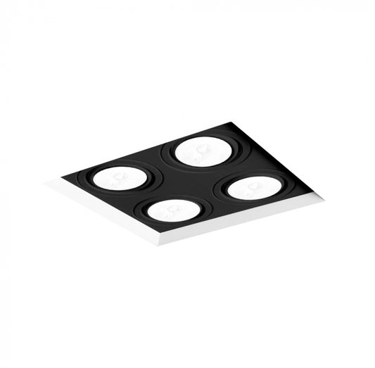 SPOT DE EMBUTIR NEWLINE IN60364 BRANCO E PRETO NO FRAME II QUADRADO QUÁDRUPLO PAR30 28,1X28,1X16CM ALUMÍNIO